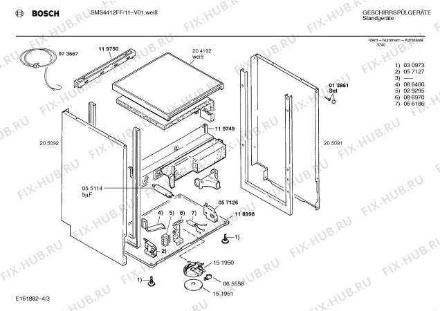 Взрыв-схема посудомоечной машины Bosch SMS4412FF - Схема узла 03