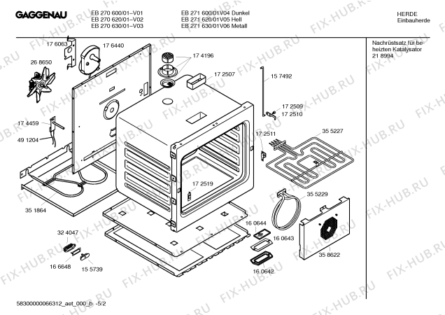 Схема №5 EB271100 с изображением Катализатор для духового шкафа Bosch 00174196
