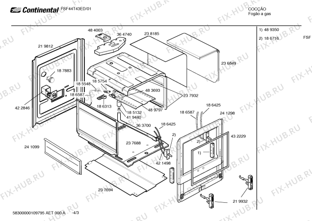 Взрыв-схема плиты (духовки) Continental FSF44T43ED - Схема узла 03
