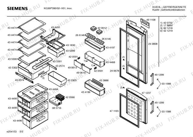 Схема №1 KG36P390 с изображением Инструкция по эксплуатации для холодильника Siemens 00587112