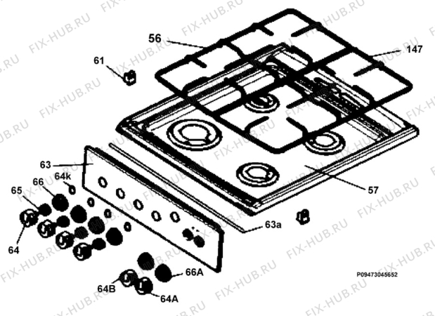 Взрыв-схема плиты (духовки) Electrolux EKK510509W - Схема узла Section 4