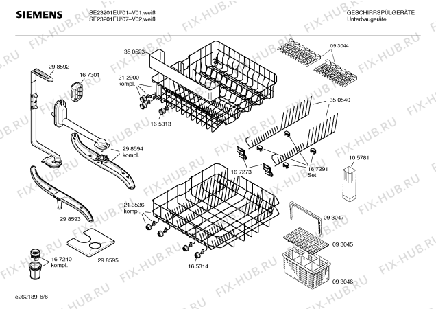 Взрыв-схема посудомоечной машины Siemens SE23201EU - Схема узла 06
