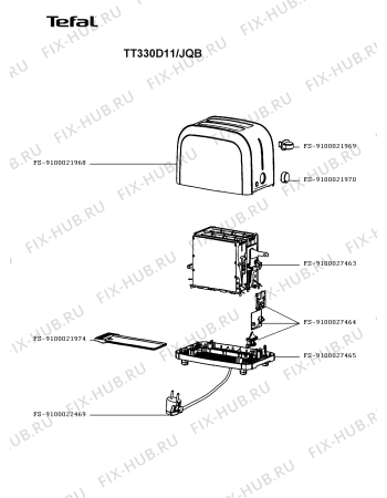 Схема №1 TT330D11/JQB с изображением Модуль (плата) для электротостера Tefal FS-9100027464