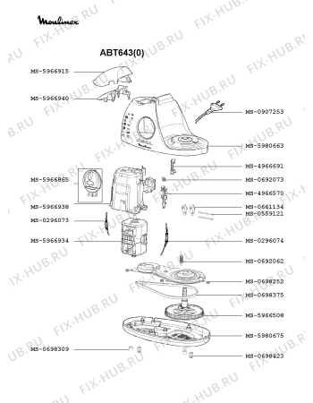 Взрыв-схема кухонного комбайна Moulinex ABT643(0) - Схема узла NP000459.5P3