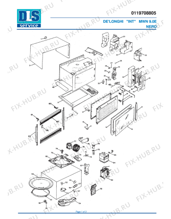 Схема №1 MWN 9.0E NERO с изображением Держатель для микроволновки DELONGHI 708457