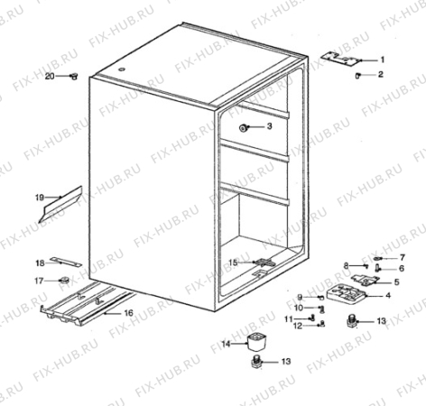 Взрыв-схема холодильника Electrolux ER1044T/CH - Схема узла Cabinet + armatures