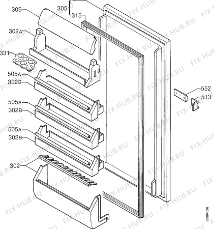 Взрыв-схема холодильника Rex FI2590ER - Схема узла Door 003