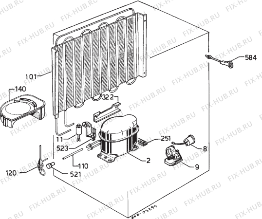 Взрыв-схема холодильника Privileg 005002 1 - Схема узла Cooling system 017