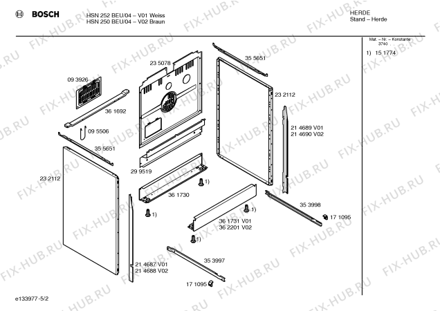 Схема №4 HSN280BEU с изображением Ручка управления духовкой для электропечи Bosch 00171226
