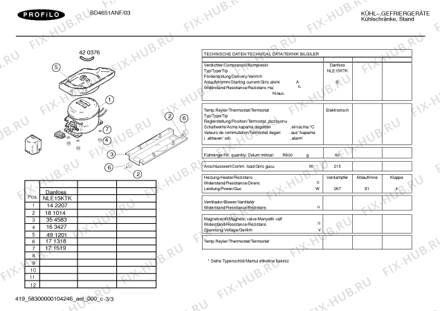 Взрыв-схема холодильника Profilo BD4651ANF - Схема узла 03