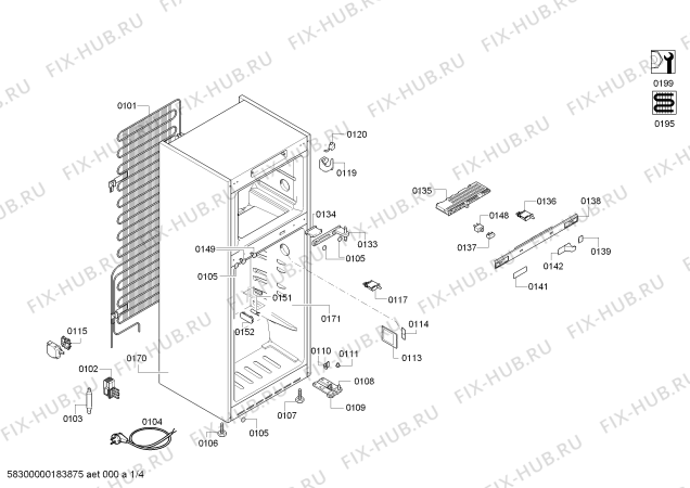 Схема №3 KDN46AW20U KDN с изображением Крышка для холодильника Bosch 00794996