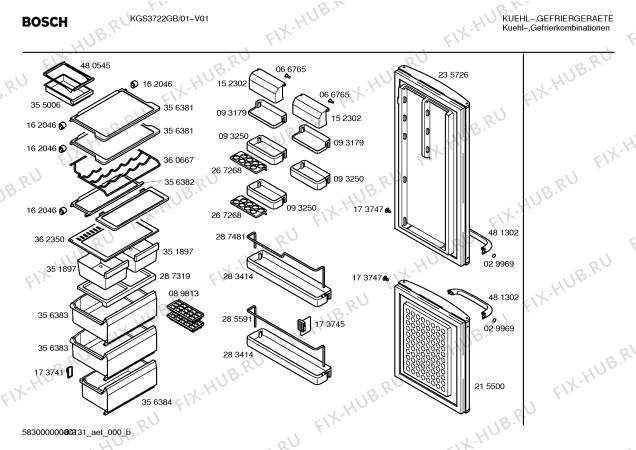 Взрыв-схема холодильника Bosch KGS3722GB - Схема узла 02