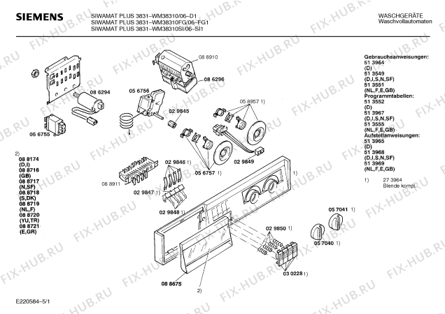 Схема №2 WM38310FG SIWAMAT PLUS 3831 с изображением Панель управления для стиральной машины Siemens 00273964