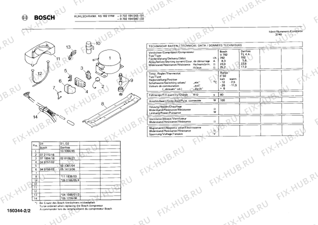 Взрыв-схема холодильника Bosch 0702184042 KS182EW - Схема узла 02