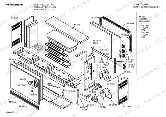 Схема №1 46/3604 VTDI45 с изображением Нагревательный элемент для стиралки Bosch 00434384