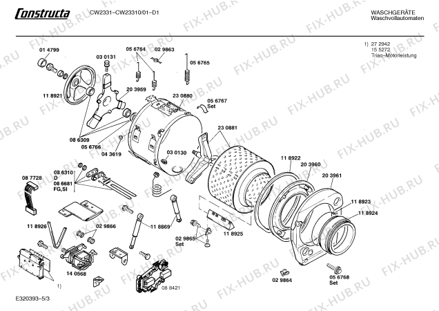 Взрыв-схема стиральной машины Constructa CW23310 CW2331 - Схема узла 03