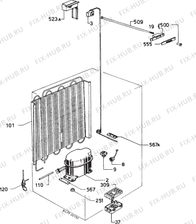 Взрыв-схема холодильника Privileg 028880 3 - Схема узла Refrigerator cooling system