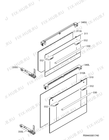Взрыв-схема плиты (духовки) Electrolux EOD3410AOX - Схема узла Door