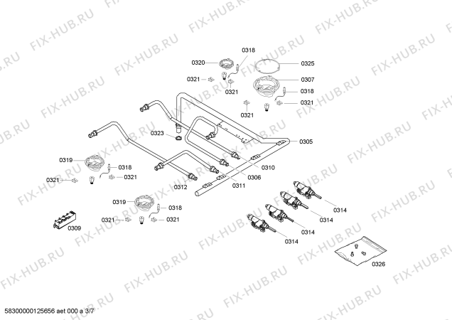 Схема №4 HSW422020N с изображением Варочная панель для духового шкафа Bosch 00680231