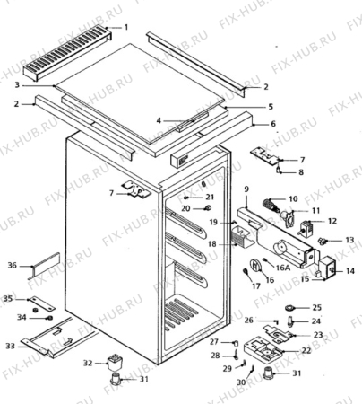 Взрыв-схема холодильника Zanussi Z12G - Схема узла Cabinet + armatures