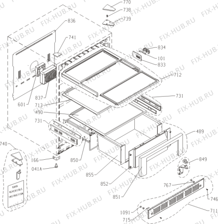 Схема №1 ZIFS240HSS (100664, HP1663) с изображением Ось для холодильной камеры Gorenje 102642