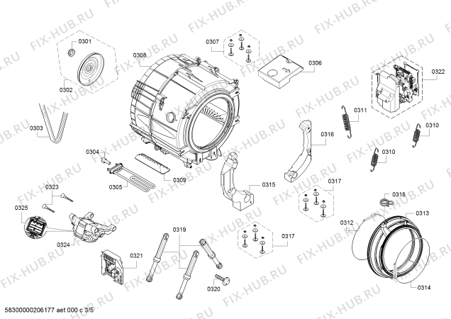 Взрыв-схема стиральной машины Bosch WAT28580TR - Схема узла 03