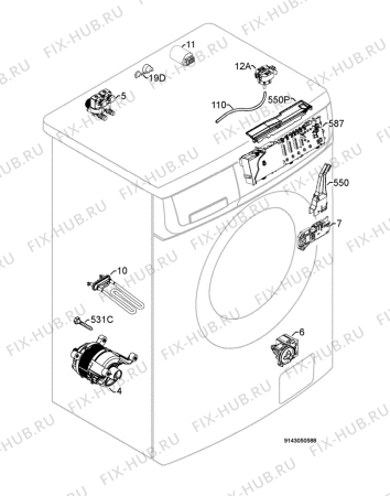 Взрыв-схема стиральной машины Rex Electrolux RWP8075W - Схема узла Electrical equipment 268