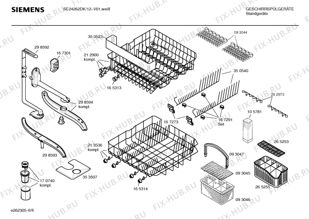 Схема №5 SE24262 festival с изображением Инструкция по эксплуатации для посудомойки Siemens 00523730
