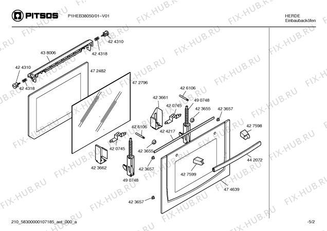 Взрыв-схема плиты (духовки) Pitsos P1HEB38050 horno pitsos poliv.inox.multifnc.ec2 - Схема узла 02