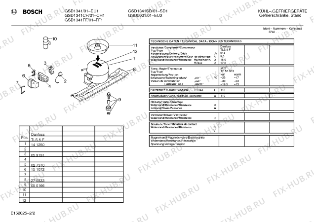 Взрыв-схема холодильника Bosch GSD1341 - Схема узла 02