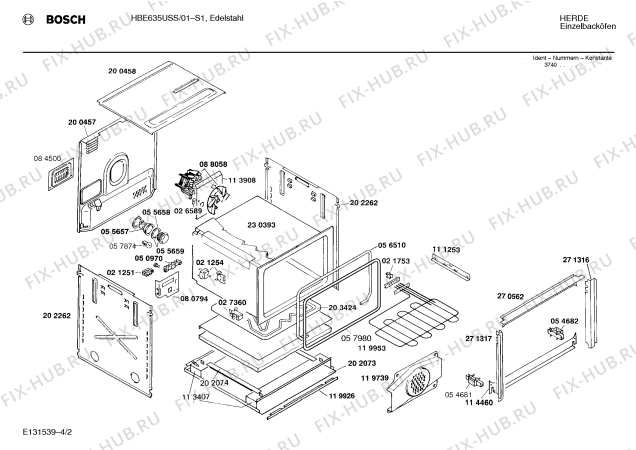 Взрыв-схема плиты (духовки) Bosch HBE635USS - Схема узла 02