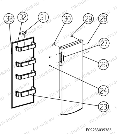 Взрыв-схема холодильника Zoppas PRA25600WA - Схема узла Door 003