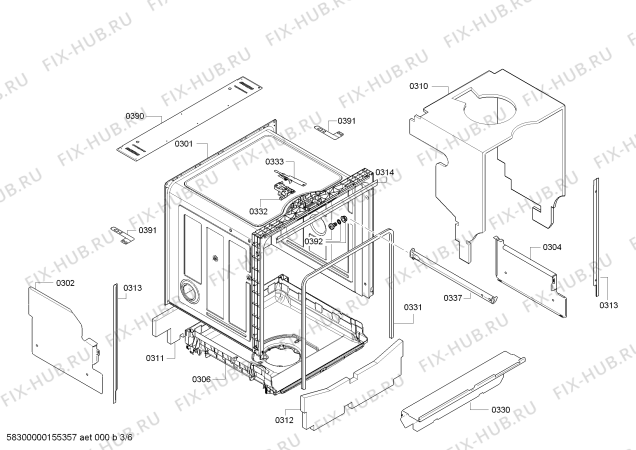 Взрыв-схема посудомоечной машины Bosch SMV53A00GB - Схема узла 03