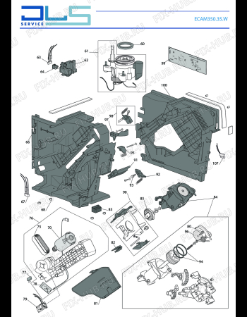 Взрыв-схема кофеварки (кофемашины) DELONGHI DINAMICA ECAM350.35.W  S11 - Схема узла 2