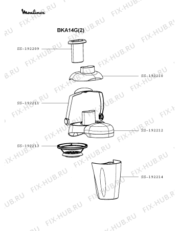 Взрыв-схема соковыжималки Moulinex BKA14G(2) - Схема узла MP003008.2P2