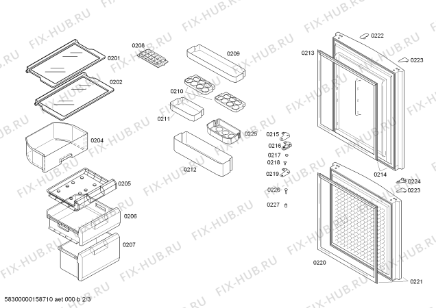 Взрыв-схема холодильника Siemens KK19V019RW - Схема узла 02