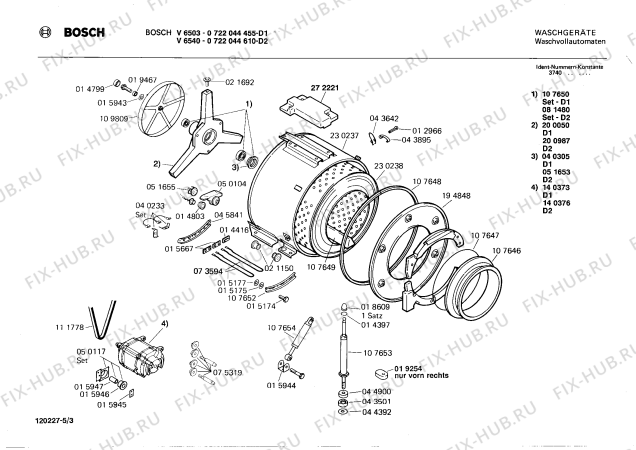 Взрыв-схема стиральной машины Bosch 0722044610 V6540 - Схема узла 03