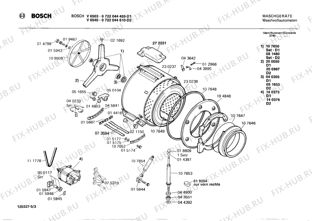 Взрыв-схема стиральной машины Bosch 0722044455 V6503 - Схема узла 03