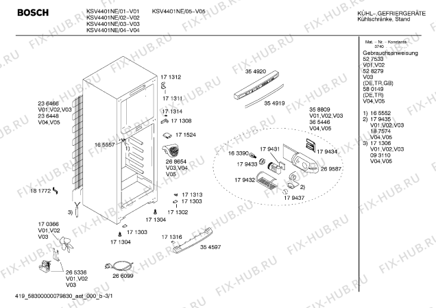 Схема №3 KSV4401NE cooler с изображением Дверь для холодильной камеры Bosch 00216787