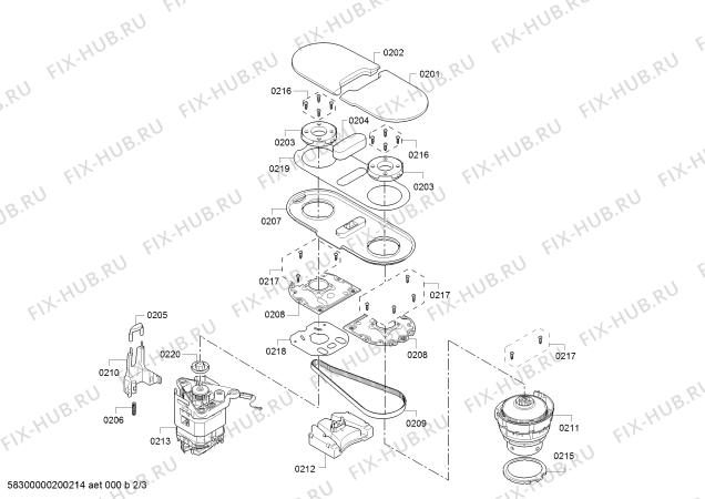 Взрыв-схема кухонного комбайна Bosch MUM9AX5S00 OptiMUM - Схема узла 02