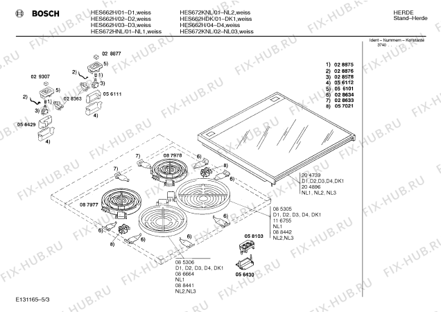 Взрыв-схема плиты (духовки) Bosch HES672HNL - Схема узла 03