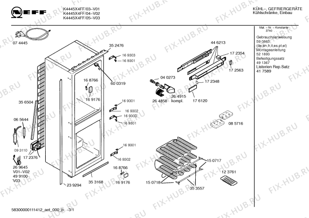 Схема №3 K4445X4FF с изображением Дверь для холодильной камеры Bosch 00241700