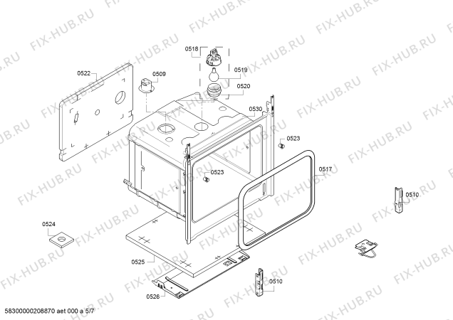 Взрыв-схема плиты (духовки) Bosch HGD524321Z - Схема узла 05