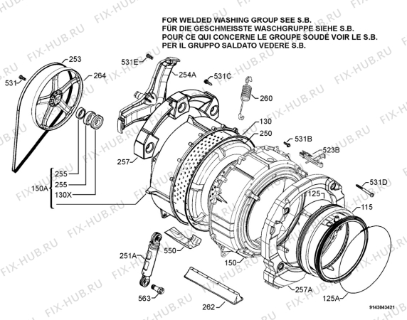 Взрыв-схема стиральной машины Rex Electrolux RWN12570W - Схема узла Functional parts 267