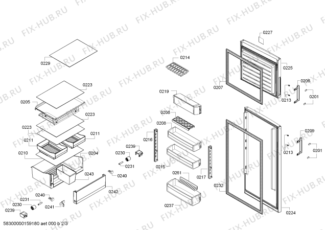 Схема №3 BD2058L3AV с изображением Выдвижной ящик для холодильной камеры Bosch 00752238