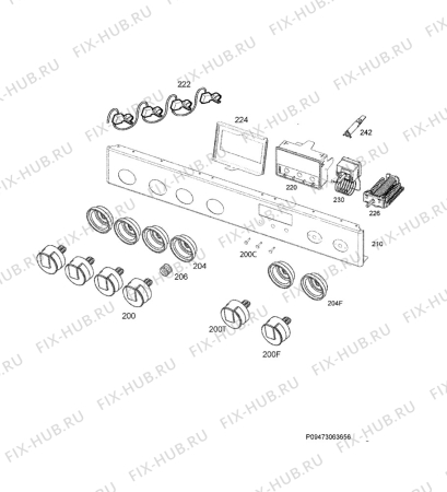 Взрыв-схема плиты (духовки) Electrolux EKK513521X - Схема узла Command panel 037