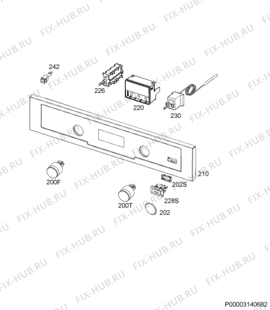 Взрыв-схема плиты (духовки) Electrolux EOB5454TOX - Схема узла Command panel 037