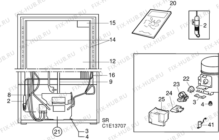 Взрыв-схема холодильника Electrolux ER7805C - Схема узла C10 Cold, users manual