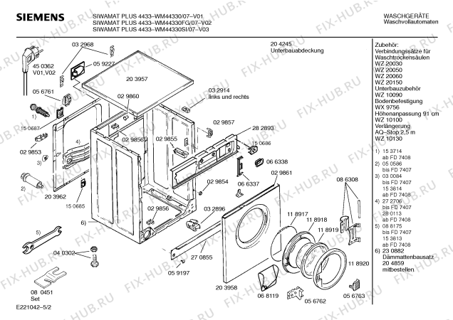 Схема №4 WM44330SI SIWAMAT PLUS 4433 с изображением Инструкция по эксплуатации для стиральной машины Siemens 00518435