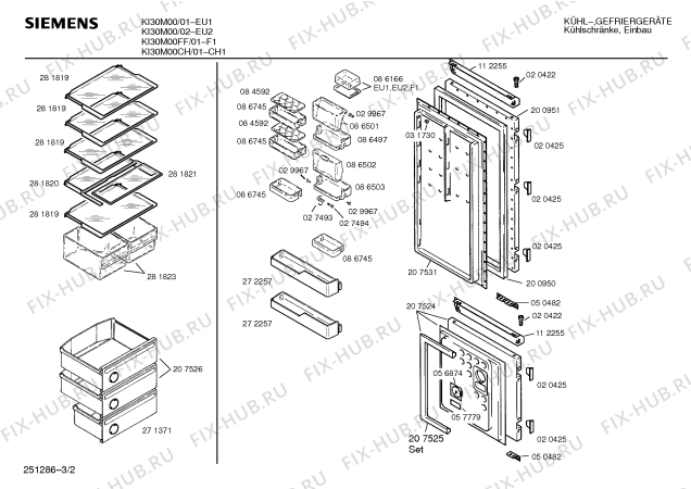 Взрыв-схема холодильника Siemens KI30M00 - Схема узла 02